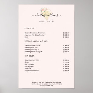 Liste de prix moderne de fleurs de diamant Poster