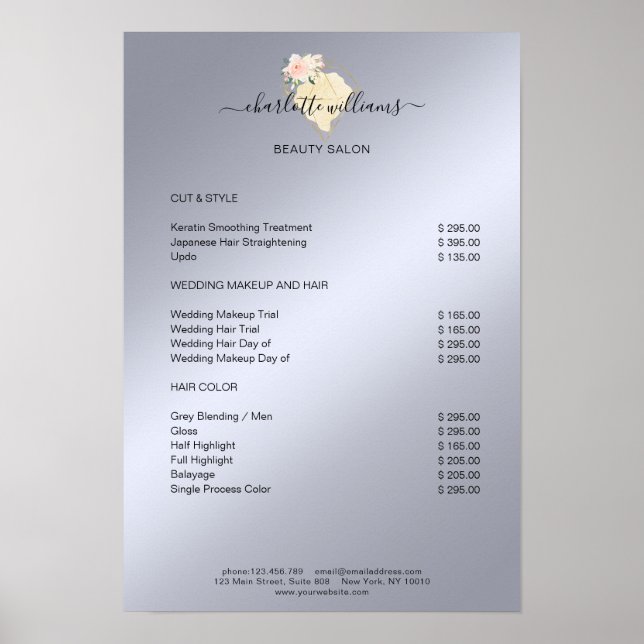 Liste de prix moderne Diamond Flower Poster (Devant)