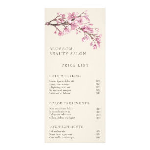 Liste de prix moderne rose floral élégant