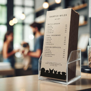 Liste de prix ou carte de services de l'éleveur de