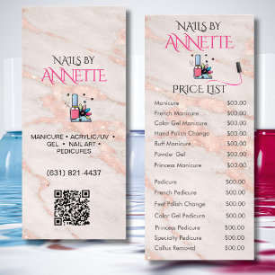 Liste de prix Rose Gold QR de Manucure de Salon d'