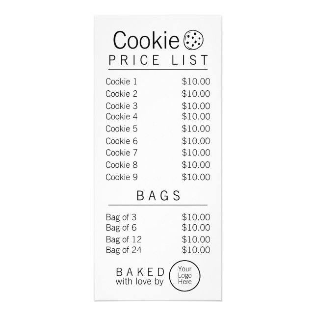 Liste de prix simple de boulangerie prête à la mar (Devant)