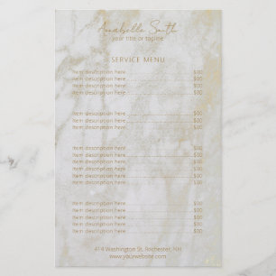 Liste de prix simple et élégant en marbre doré mod