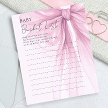 Liste de seau bébé à ruban rose aquarelle
