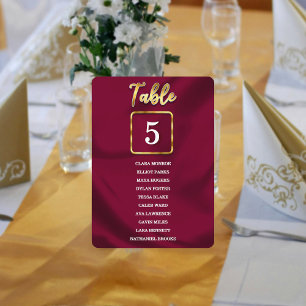 Liste de sièges de la table simple Bourgogne et or