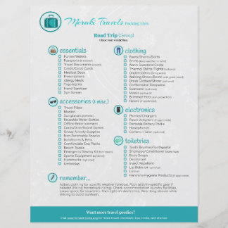 Liste d'emballage : Voyage routier (groupe)