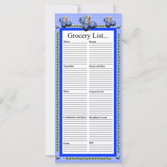 Liste d'épicerie de conception de bleuets (Devant)