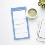 Liste d'épicerie simple et minimaliste bleu<br><div class="desc">Écrivez votre liste d'épicerie sur ce pavé magnétique pour une façon simple de planifier votre itinéraire à travers le magasin pendant le shopping. Le dos magnétique colle sur votre réfrigérateur, porte de garde métallique ou centre de commande de tableau blanc. La disposition simple et moderne en bleu, noir et blanc...</div>