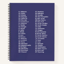 Liste des abréviations des 50 États – Cahier spira