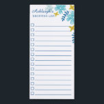 Liste des achats de fleurs tropicales<br><div class="desc">Magnétique liste avec fleurs tropicales en turquoise et jaune. Ajoutez votre nom dans un joli script. La liste d'achats comporte des cases pratiques.</div>