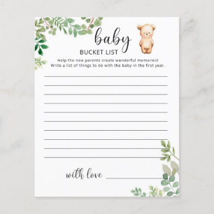 Liste des seaux pour bébé petit ours