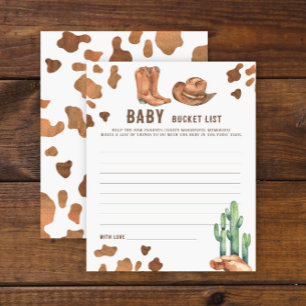 Liste des seaux pour bébés Baby shower Cowboy
