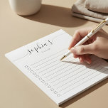 Liste des tâches Bloc-notes de script chic<br><div class="desc">Liste de choses à faire simple avec votre nom et script chic.</div>