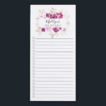 Liste Florale violette moderne à faire<br><div class="desc">Bac à cocher et à lined design de la liste d'achat avec un cadre fleuri moderne violet personnalisé avec votre nom. .</div>