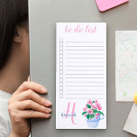 Liste Monogramme De Fleur De Cerise Mignonne À Fai<br><div class="desc">Un joli bloc-notes magnétique à personnaliser avec votre monogramme. Le modèle est configuré pour que vous puissiez ajouter votre nom et votre initiale (mais vous pouvez laisser l'une ou l'autre section vide si vous préférez juste avoir l'une ou l'autre). Ce joli design a une petite tasse de fleurs de cerisier...</div>
