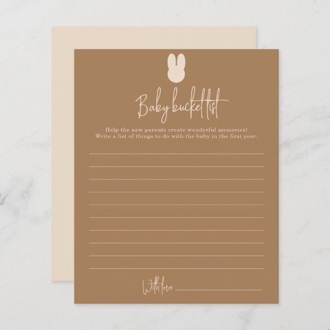 Liste simple de seau bébé lapin (Devant / Derrière)