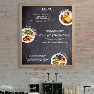 Listes de menus sur tableau noir minimaliste et ph