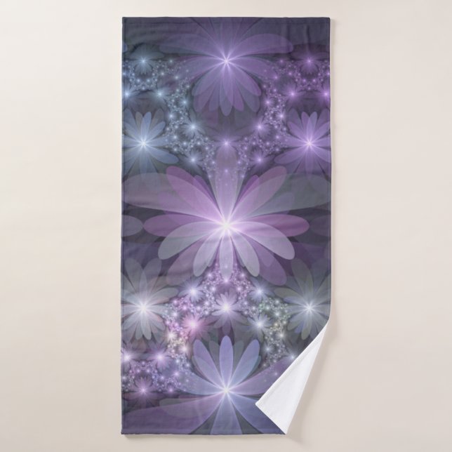 Lit de fleurs tendance brillant art fractal abstra (Serviette de bain)
