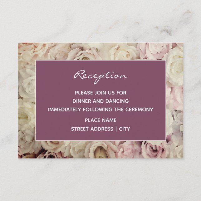 Lit de Rose Amaranth Pink Wedding Cartes d'accueil (Devant)