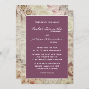 Lit de Roses & Amaranth Pink Wedding Invitations