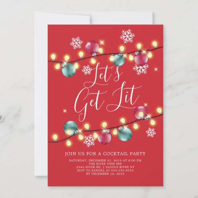 Lit Festive Festive Fête Invitation (Devant)