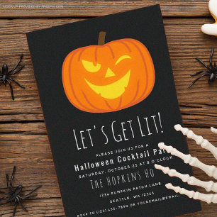 Lit Halloween Cocktail Party Invitation
