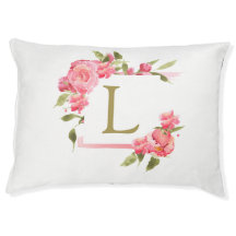 Monogrammes, roses d'aquarelle rose,