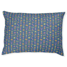 Rétro Fleurs Patchwork Bleu Grand Format