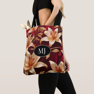 Lit rose or Monogramme sur Sac fourre-tout de soie