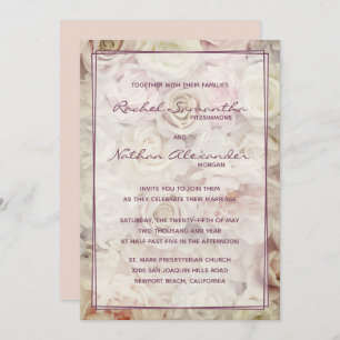 Lit vintage des invitations de mariage Rose