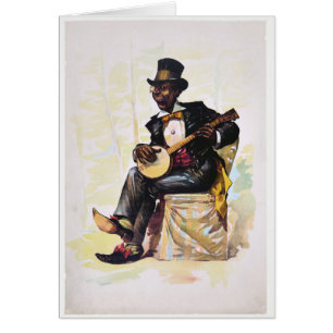 Lithographie de cru de joueur de banjo