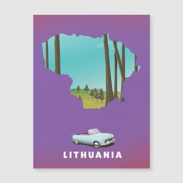 Lithuanie carte illustrée affiche voyage (Devant)