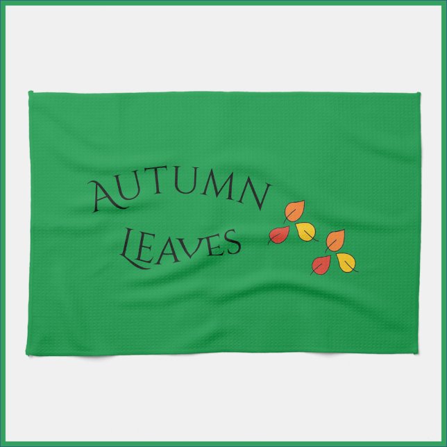 Lits d'automne vert moderne serviette de cuisine (Créateur téléchargé)