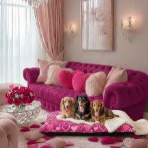 Lits pour chiens à coeurs roses - Personnalisables