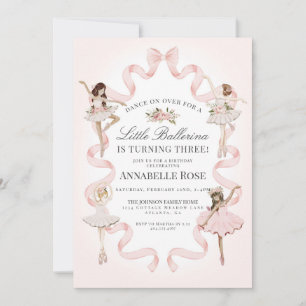 Little Ballerina Girl Ballet Anniversaire Invitati