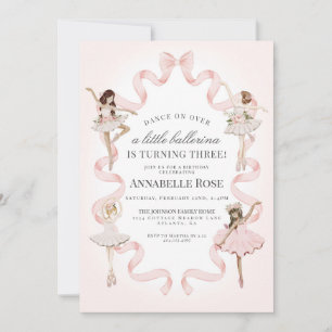 Little Ballerina Girl Ballet Anniversaire Invitati