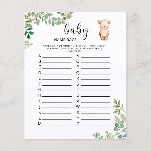 Little bear Baby jeu de course de nom (Devant)