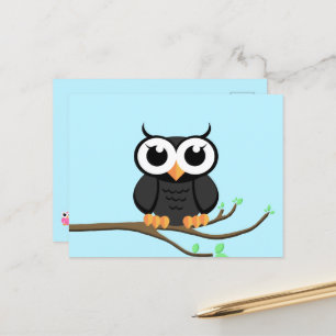 Little Black Owl - Carte postale blanche