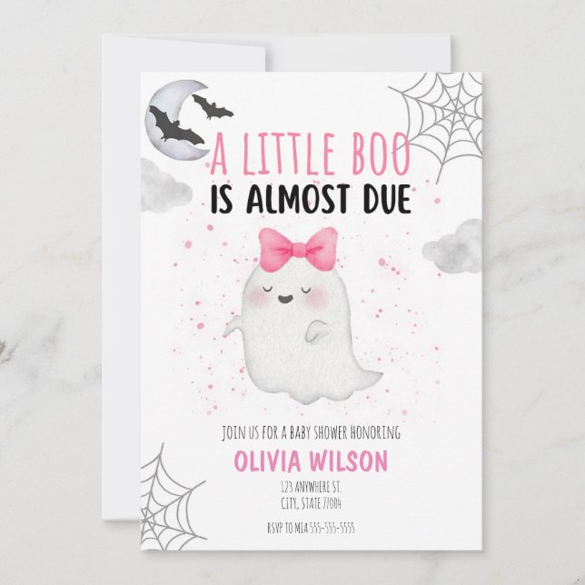 LITTLE BOO EST PRÊTE INVITATION BABY SHOWER (Devant)