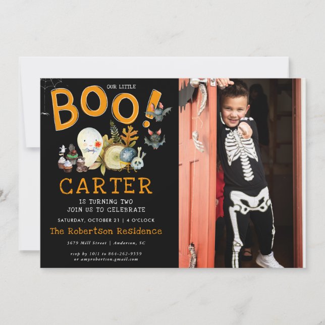 Little Boo | Fête d'anniversaire Halloween fantôme (Devant)