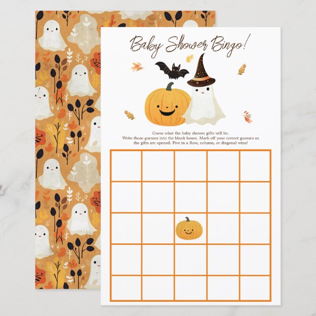Little Boo Halloween Baby shower cadeau Bingo (Devant / Derrière)