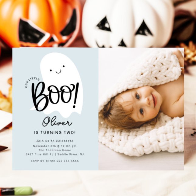 Little Boo Photo Anniversaire Invitation (Créateur téléchargé)