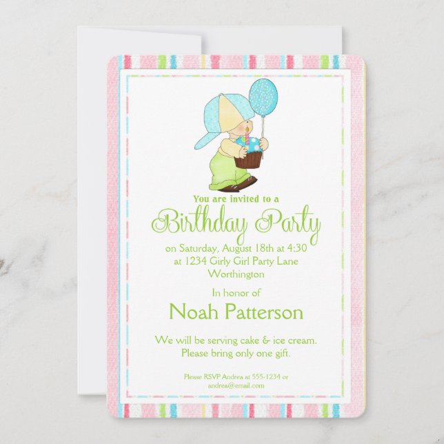 Little Boy Anniversaire Invitation de fête Pays Bo (Devant)