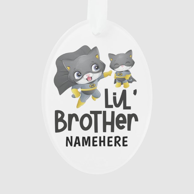 Little Brother Superhero Chat Nom personnalisé (dos)