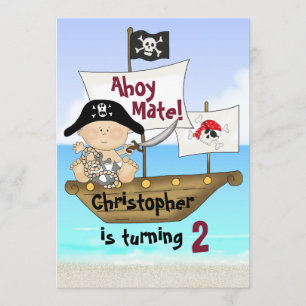 Little Buccaneer Anniversaire Pirate Invitation