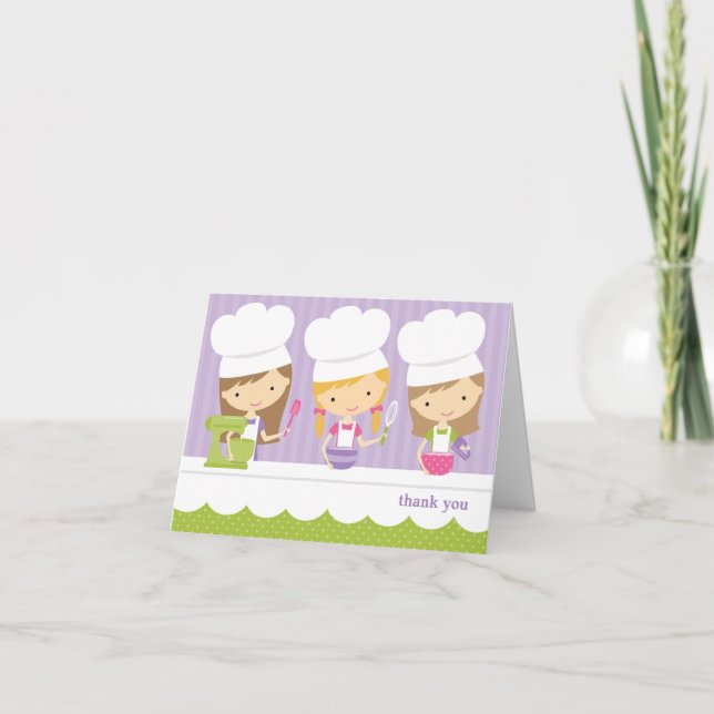 Little Chef Baking Anniversaire Fête Merci Cartes (Devant)
