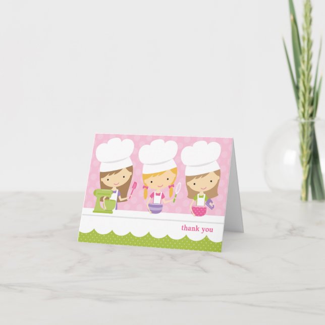 Little Chef Baking Anniversaire Fête Merci Cartes (Devant)