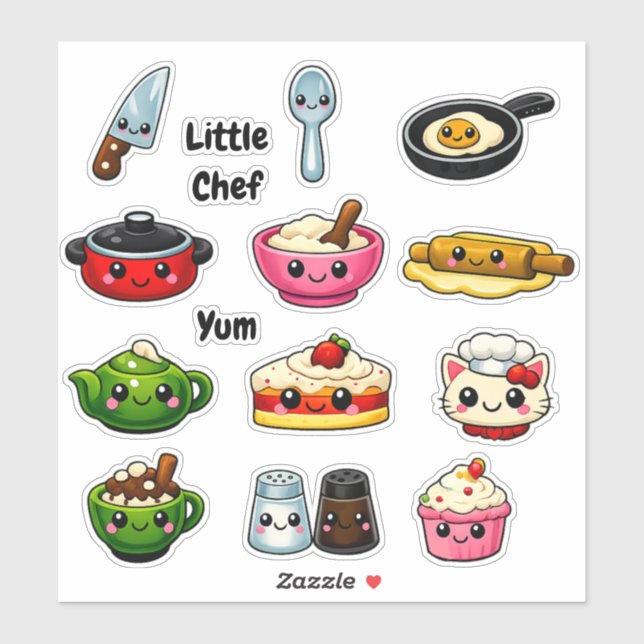Little Chef Reward Stickers - Fun Kitchen Kids (Feuille)