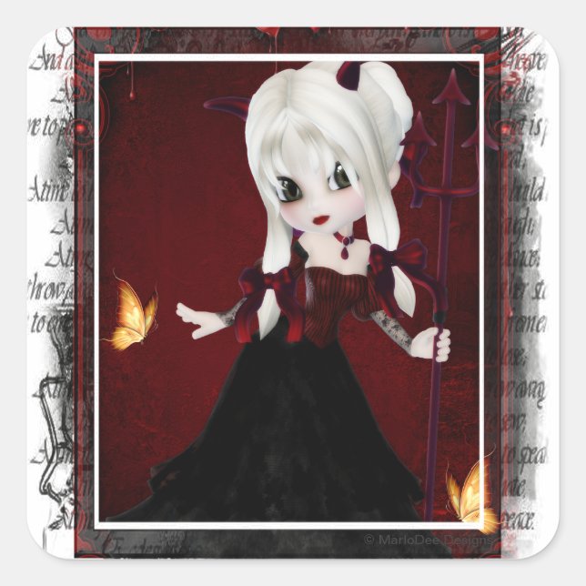 Little Cookie Devil Girl Design 2 Stickers (Devant)