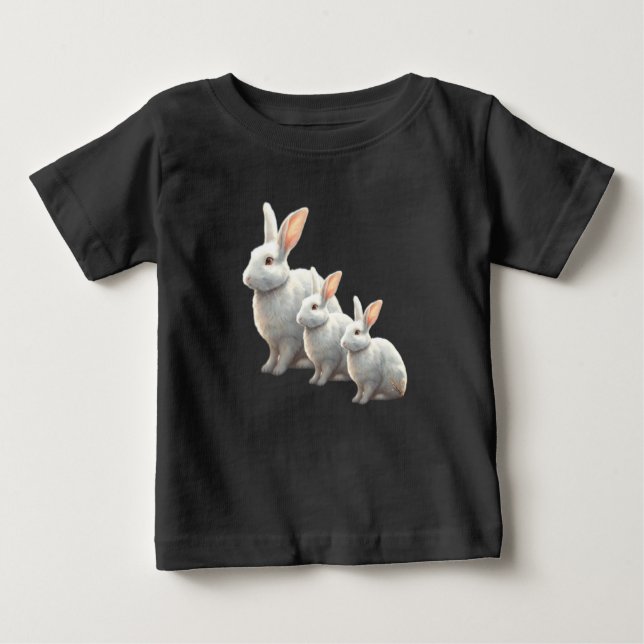 "Little Cotton Bunny Bliss : Baby White T-Shirt po (Devant)